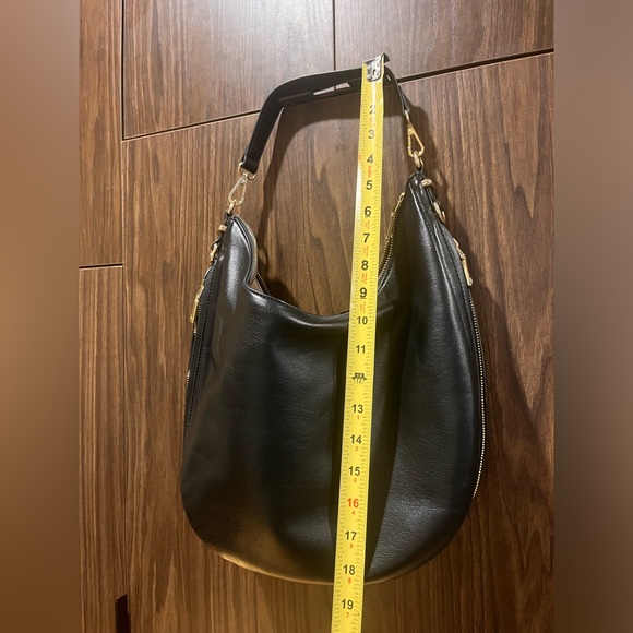 INC Brand - Black Faux Leather Shoulder Bag with Gold Hardware - Picture 8 of 9